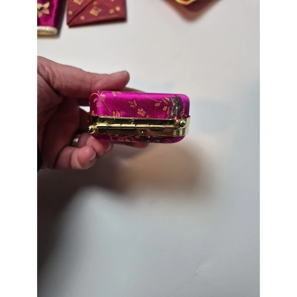 Lot of 8 Asian Silk Brocade Jewelry Pouches & Coin Purses Mixed Colors & Styles